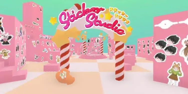 A preview image of the 'Sticker Studio - ステッカースタジオ' world.